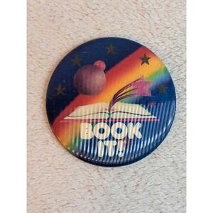 Vintage 1990 Pizza Hut BOOK IT! Rainbow Holographic Pin Button